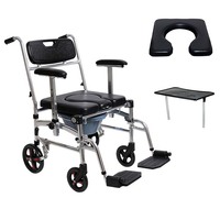Fauteuil roulant de douche confortable, de haute qualité, pour toilette, avec poêle de lit et 4 roues