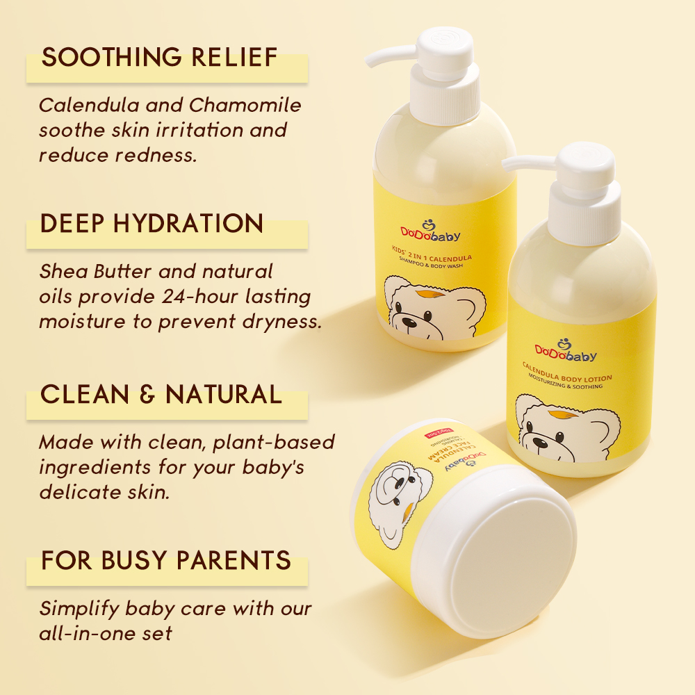 ORANGLES Wholesale Private Label Natural Vegan Aloe Vera Vitamin E Olive Oil Baby Care Set – Moisturizing Lotion, Cream, Shampoo & Body Wash - angled perspective - Image 4 of 4 | excellent for daily use | New York | Free Shipping ORANGLES