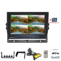 Kit Moniteur Tout-en-Un 7'' AHD 1080P 4CH 6CH | Enregistreur DVR intégré avec carte SD | Affichage quadruple | Connecteur d'aviation pour flotte de camions et de bus