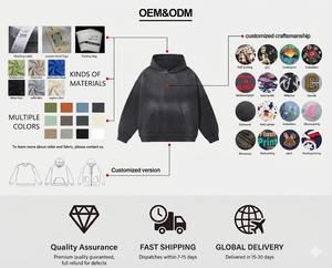 उच्च अंत शुद्ध कपास कस्टम ज़िप पैटर्न स्ट्रीट शैली रेट्रो एपलिक कढ़ाई और हॉट फिक्स गैंडा पुरुषों की हुडी - Product Image 4