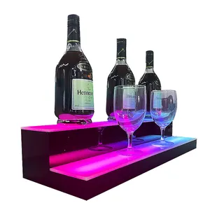 Espositore per bottiglie di liquore illuminato a LED personalizzato espositore per vino montato illuminato in acrilico