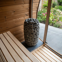 Sauna Exterior Profesional Moderna de Abeto Finlandés con Estufa, Techo de Triple Aislamiento, Estructura Cúbica de 245x245cm