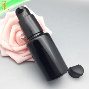 Flacone Airless <span class=keywords><strong>in</strong></span> Vetro Nero Ceramico da 30ml con Tappo Pompa Nero per Crema Viso/Olio Cosmetico - Product Image 6