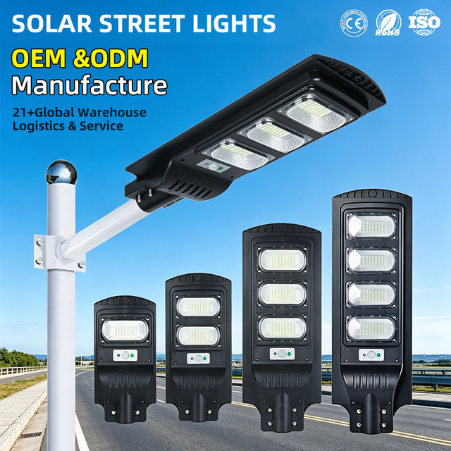 Outdoor Waterproof IP65 100w 200w 300w 400w 500w ABS  Integrated All in One LED Solar Street Lights for Parking Lots Rural Roads
