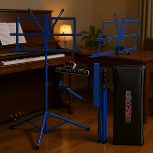 Support de partitions pliable tout en métal réglable, bleu, portable, pour la pratique du piano et autres instruments de musique - Product Image 2