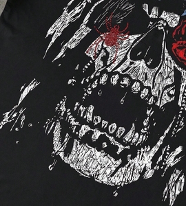 T-Shirt a Maniche Lunghe da <span class=keywords><strong>Uomo</strong></span> Oversize con Ricamo, Strass e Logo Personalizzato Stampato, in Nero - Product Image 3