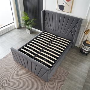 <span class=keywords><strong>Base</strong></span> de Cama Doble Contemporánea de Mediados de Siglo con Almacenamiento, Diseño Moderno, <span class=keywords><strong>Tapizada</strong></span> con Acolchado Suave y Plataforma de Terciopelo - Product Image 5