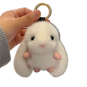 Nouveau mignon moelleux lapin fourrure Pompon porte-clés doux lapin sac pendentif pour Couples coloré voiture porte-clés bijoux cadeau - Product Image 2
