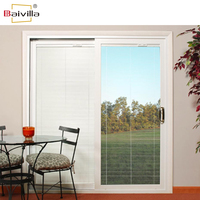 Nouveau design UPVC Portes extérieures Patio Vinyle PVC Porte coulissante en verre avec stores intégrés