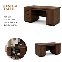 Tables de travail en placage de bois, bureaux de direction modernes avec tiroirs de rangement, poste de travail robuste pour bureau à domicile, salle d'étude