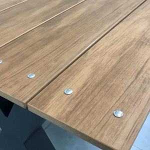 Bahçe mobilya masa ve sandalyeler su geçirmez alüminyum çerçeve plastik ahşap üst Park piknik masa tezgah seti - Product Image 3