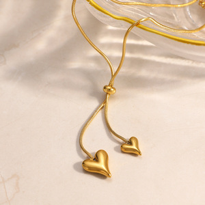 Heart-Shaped Gold Plated Necklace And <b>Bracelet</b> <b>Set</b> For Party Gift Occasion - Product Image 4