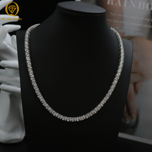 Hiphop Style Wearing High Clarity Diamond Unisex Tennis <b>Necklace</b> Platinum Pear Shape Lab Grown Diamond with IGI Certificate - Product Image 3