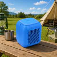 Ventilateur de climatisation portable mini humidificateur au design tendance avec réservoir d'eau et lumière d'ambiance colorée pour l'extérieur