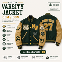 Blousons de baseball en laine et cuir avec patch brodé chenille personnalisé, style streetwear, blouson bomber universitaire, blouson varsity pour la vente en gros