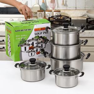 Direktverkauf ab Werk Edelstahl Küchenutensilien Schwarzer Kunststoffgriff Suppentopf 10-teiliges Kochgeschirr-<span class=keywords><strong>Set</strong></span> Kochtöpfe - Product Image 1