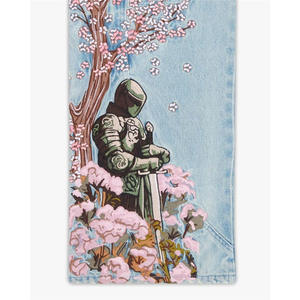 Stokta sınır ötesi ağır işlemeli Y2K amerikan Vintage Boot Cut orta yıkama Hip-hop Streetwear gevşek Unisex Denim - Product Image 3