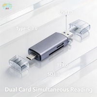 Lector de Tarjetas USB 3.0 de Alta Velocidad Tipo-C 3.0 OTG Todo en Uno, Lector de Tarjetas TF SD Compatible con Lectura de Doble Unidad para Teléfonos y Computadoras