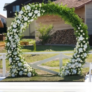 Arche Huaien Factory Ronde Doré<span class=keywords><strong>e</strong></span> en Métal, Support de Cadre d'Arrière-plan en Fer pour Fêtes d'Anniversaire, Mariages, Événements et Scènes Florales - Product Image 1