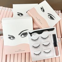 Kit complet de faux cils magnétiques 3D faits à la main avec eye-liner liquide magnétique, cils réutilisables, vente en gros