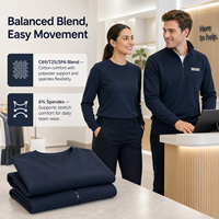 Tela de Algodón y Elastano de 260 g/m², Tela de Poliéster y Algodón, Tela de Rizo, Tela de Punto para Uniformes de Equipos Corporativos y Personal de Servicio