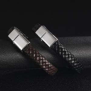 SL017 <span class=keywords><strong>Bracelet</strong></span> en peau de vache tissage bijoux pour hommes en <span class=keywords><strong>cuir</strong></span> véritable tissage à la main en <span class=keywords><strong>cuir</strong></span> <span class=keywords><strong>Bracelet</strong></span> pour hommes en gros - Product Image 1