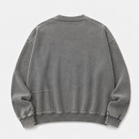 Sweat-shirt personnalisé unisexe pour homme, effet délavé, avec logo sur le dos, patchs, style streetwear, couleur douce, grandes lettres, col.