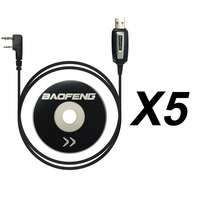 Kabel Pemrograman Baofeng Walkie Talkie Kabel Data USB 5 PCS untuk UV5R UV6R UV-10R UV16 UV-25 Pro 888S UV-82 GT5 UV-5RH K5 PLUS
