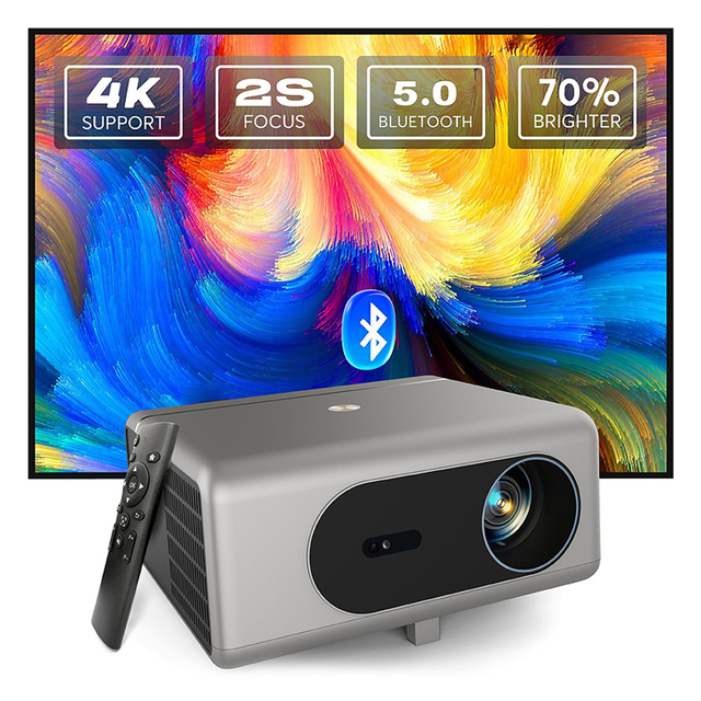 Javoda High Brightness 800 ANSI 4K Android 11.0 Smart Projector MTK9269 1G/8G RAM/ROM 5.0 Wi-Fi 2.4G/5G LCD HIFI Stereo Portable