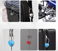Cadenas d'amour en forme de coeur avec câble métallique-3 cadenas à combinaison numérique-mot de passe réinitialisable pour sacs de voyage