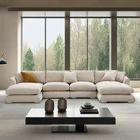 Collection de Canapés de Salon Scandinave de Luxe en Lin, Canapé Modulable en U, Canapé Relax Inclinable, Meuble