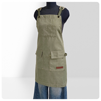 Tablier en toile réutilisable avec logo personnalisé imprimé, anti-salissures et résistant à la saleté, idéal pour la restauration, les salons de thé, les cafés, l'art et la restauration.