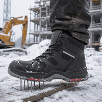 Botas de Seguridad Industriales con Puntera de Material Compuesto, Botas de Trabajo de Cuero Genuino, Impermeables, Antipinchazos, con Suela de PU