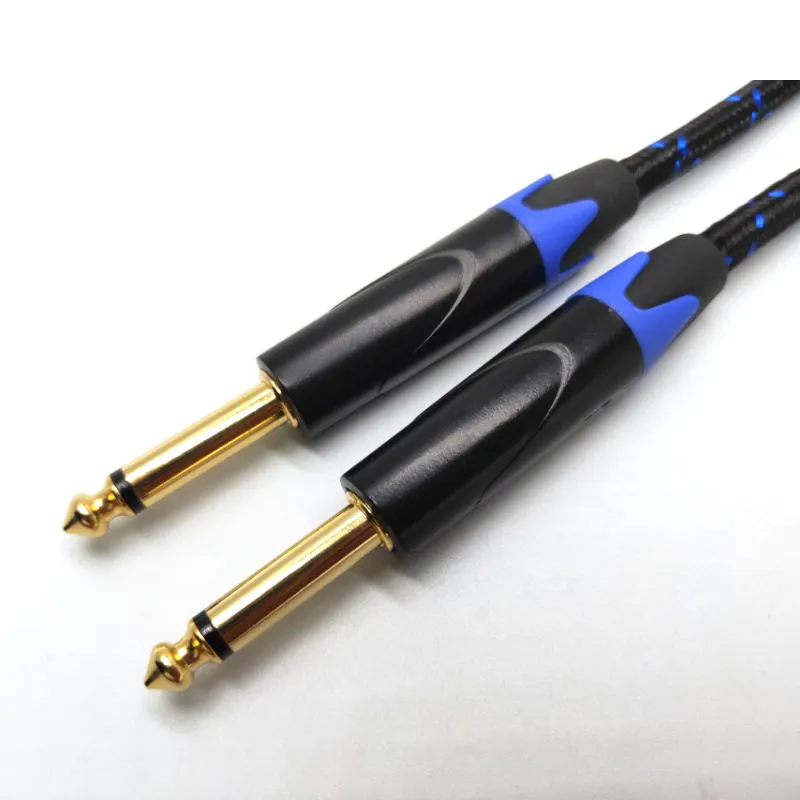 High-End-Instrumenten kabel 6,35mm Audio-Buchse Stecker-Stecker-Gitarren kabel Metall 1/4 "Amp-Kabel 24 Karat vergoldeter Messingst ecker