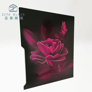 Preço direto da fábrica vidro de eletrodomésticos personalizado tela de seda multicamadas vidro temperado padrão floral vidro decorativo