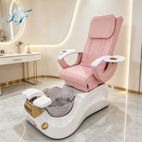 Fauteuil de pédicure électrique de luxe inclinable avec station spa pour les pieds, en cuir PU, mobilier de salon de manucure avec fonction massage