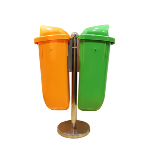 Contenedor de <span class=keywords><strong>Basura</strong></span> Público de Plástico de 50L con <span class=keywords><strong>Doble</strong></span> Compartimiento y Poste para la Calle - Product Image 2