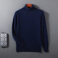 Pull en pure laine à col montant pour homme, collection automne-hiver, chemise tricotée de base, personnalisation OEM ODM, vente en gros usine