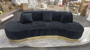 Sofá de terciopelo de lujo nórdico, sofá de forma curva, sala de estar, sofá seccional medio redondo de brazo bajo moderno - Product Image 2