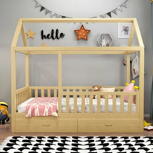 การออกแบบล่าสุดเฟอร์นิเจอร์ห้องนอนเตียงเด็กไม้ที่มีอุปสรรคการออกแบบเปลเด็กเตียงเด็ก