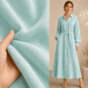 Tessuto 100% Poliestere Riciclato Effetto Lino 160g Larghezza 150cm Materiale Ecosostenibile per Abbigliamento Abiti e Completi - Product Image 1