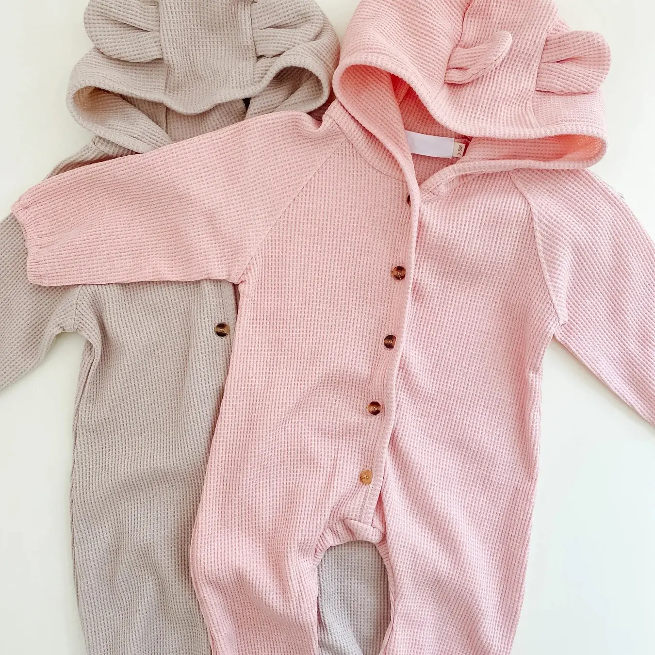 Mùa Thu Bé Trang Phục Waffle Gấu Bông Áo Onesie Romper Jumpsuit Waffle Bông Quần Áo Trẻ Mới Biết Đi