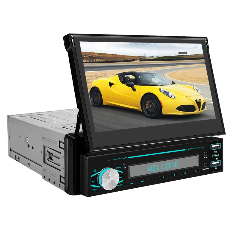7 polegadas Manual retrátil automático carro dvd player tela telescópica android carro estéreo cd player