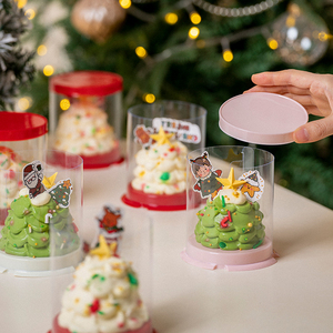 Christmas Party Events <b>Sweets</b> Packaging Round Solo Cupcake Boxes Single Muffins Containers Holder Disposable Plastic <b>Box</b> Dessert - Product Image 5