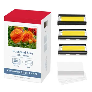 Nouvelle encre couleur compatible en gros 108 feuilles de papier photo pour Canon Selphy CP1300 KP-108IN adapté pour Canon selphy cp1300