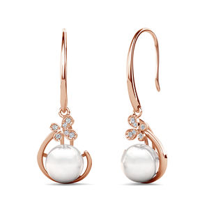 Pendientes de gancho de perlas clásicas Daisini adornados con cristales de Swarovski Pendientes de plata 925 hipoalergénicos para <span class=keywords><strong>aniversario</strong></span> - Product Image 1