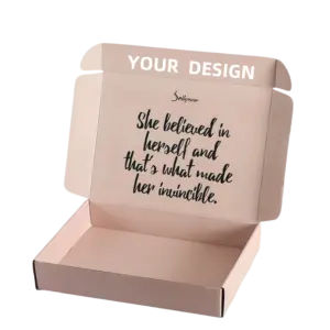 Aangepaste Gegolfde Mailer Roze Verzenddozen Logo Lingerie Doos Verpakking Voor Ondergoed Kleding Doos Met Papieren Zak