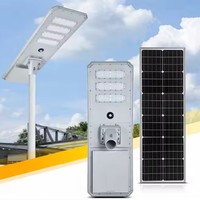Lampadaire solaire tout-en-un 80W Chargement double face 12800Lm LED Contrôleur MPPT en aluminium moulé sous pression IP67 pour l'éclairage routier