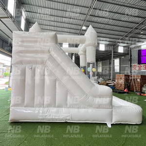 Château gonflable commercial pour adultes, blanc, avec toboggan, pour mariage et fêtes - Product Image 3