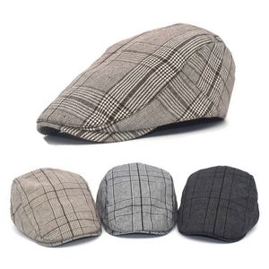 Fashion New European American Men Newsboy Cap Women Plaid Cloth Stitching Flat Top Lvy <b>Hat</b> - Product Image 1